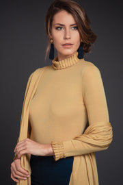 225 04 Long-sleeved Lupetto - Wool Silk with Pleated Edges