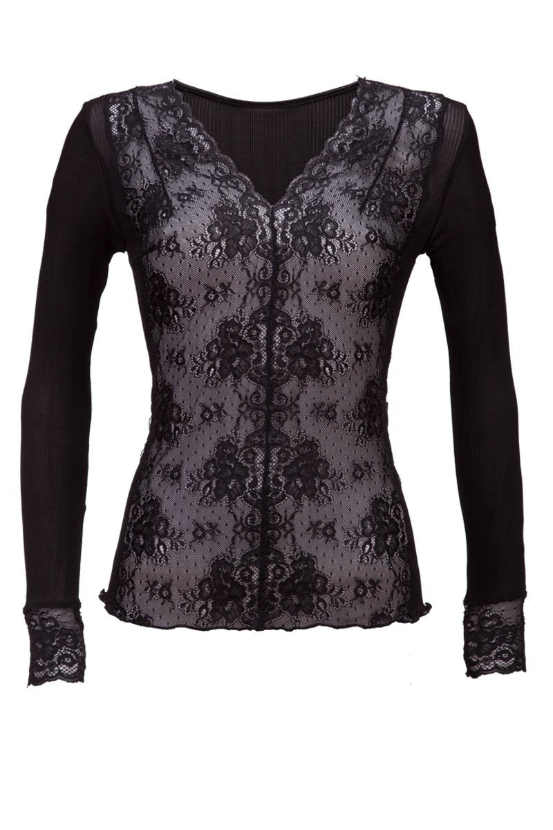 Women's top 318 in silk and lace - Long sleeves and sensual design
