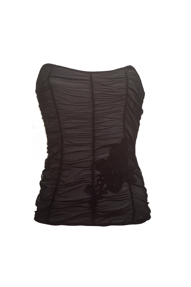 Corsetto da donna 372 in cotone filoscozia - Elegante e glamour con drappeggio in tulle elastico