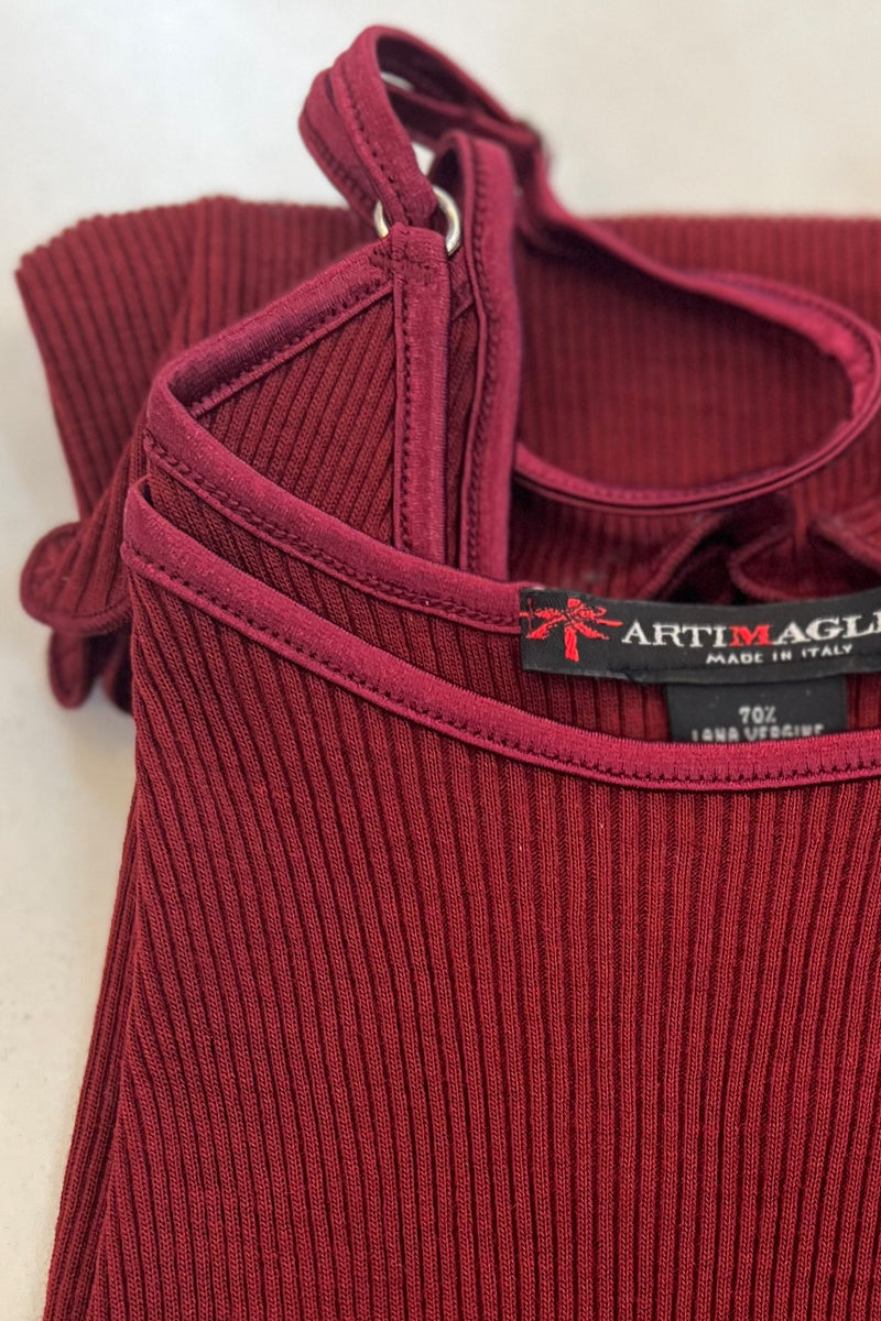 Canotta da donna 439 01 in lana merino e seta - Regolatori e bordatura in raso extra soft