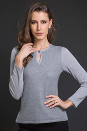 765 04 Long sleeves sweater in silk wool and boiled wool