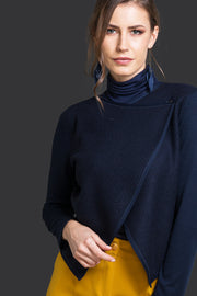 766 04 Long-sleeves sweater in crossed wool, silk and boiled wool
