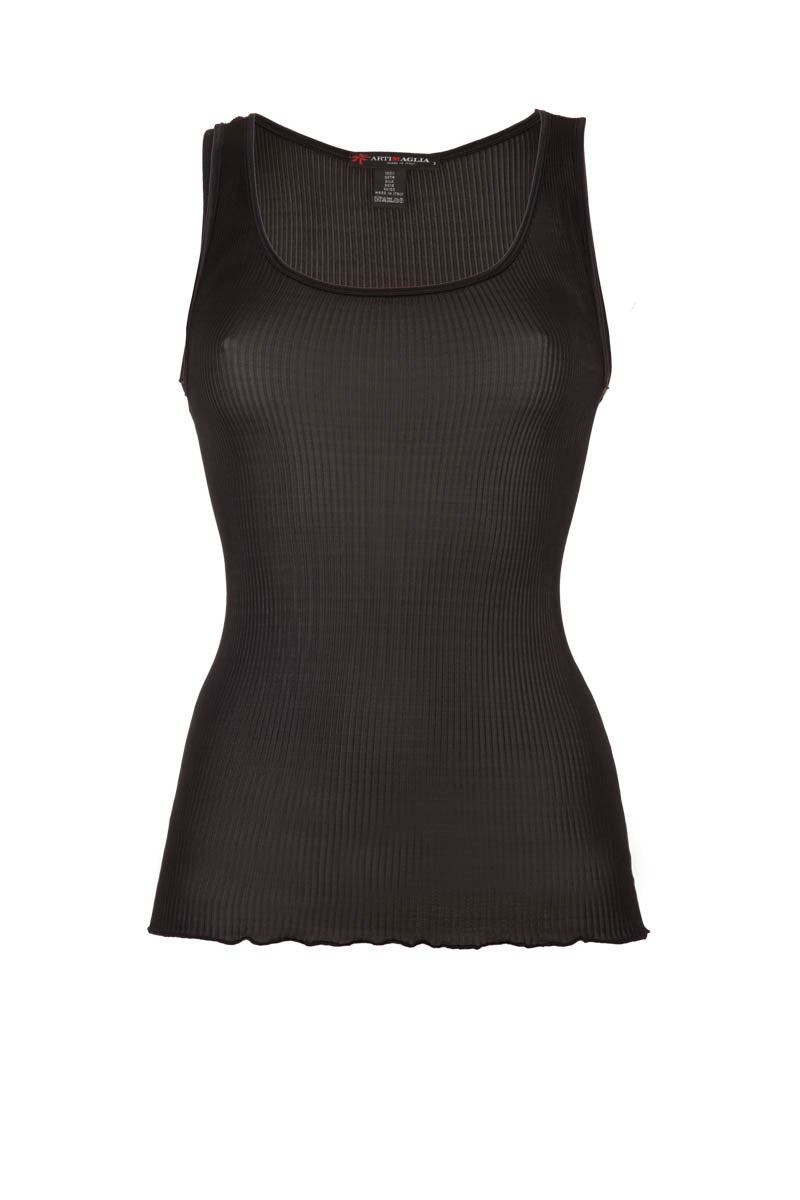 Canotta da donna 909 in 100%seta - Spalla larga e bordo raso
