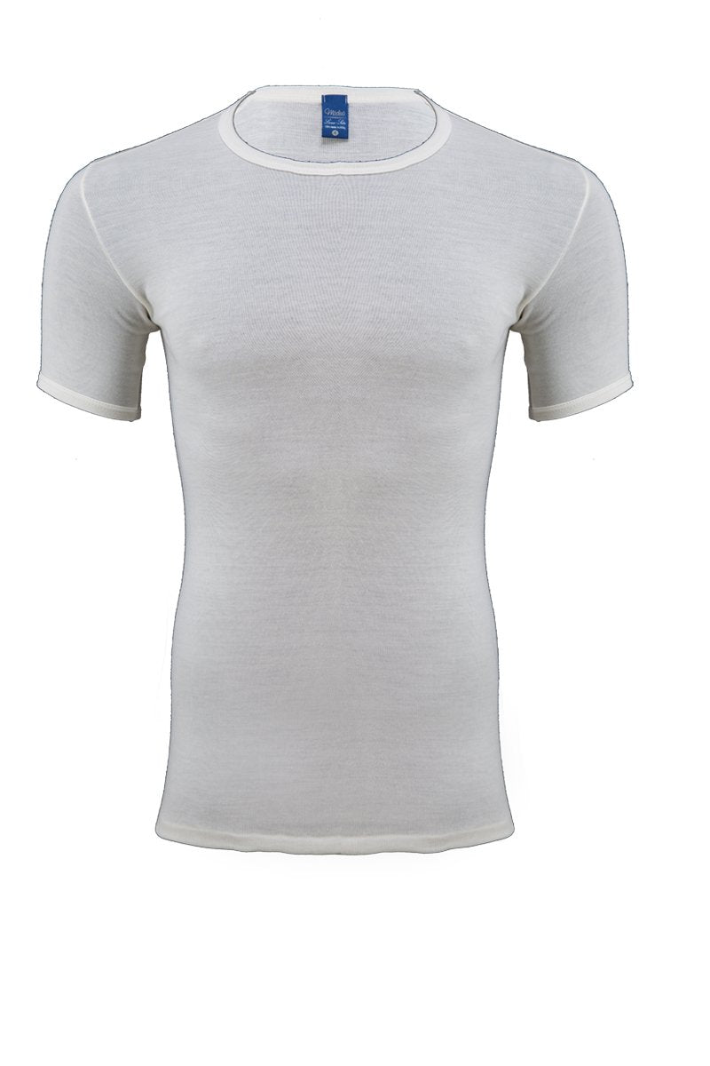Men's Alghero T-shirt in merino wool and silk - Unshrinkable, breathable, insulating, and very warm