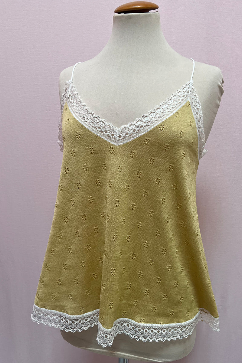 Canotta da donna Vivi in cotone - Pizzettino elastico e collaretta in tessuto stampato