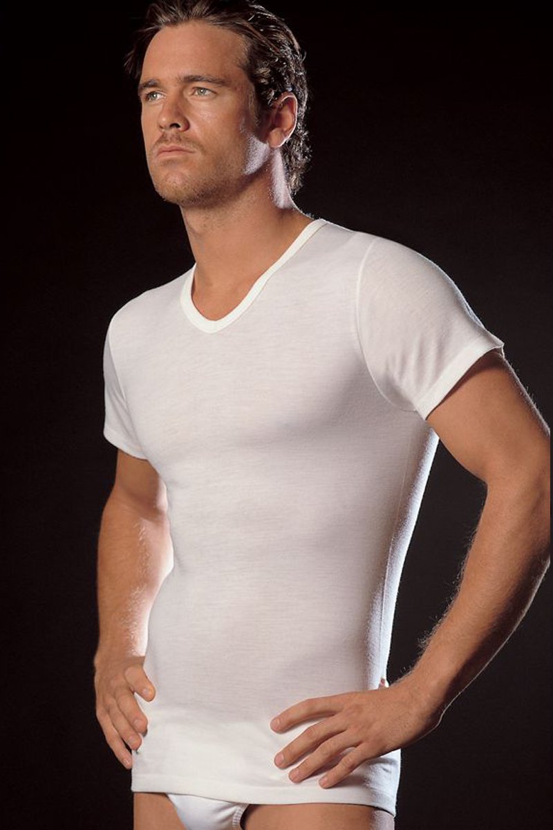 Maglietta intima da uomo Arezzo in lana seta cotone - Realizzata in Italia con materiali di altissima qualità