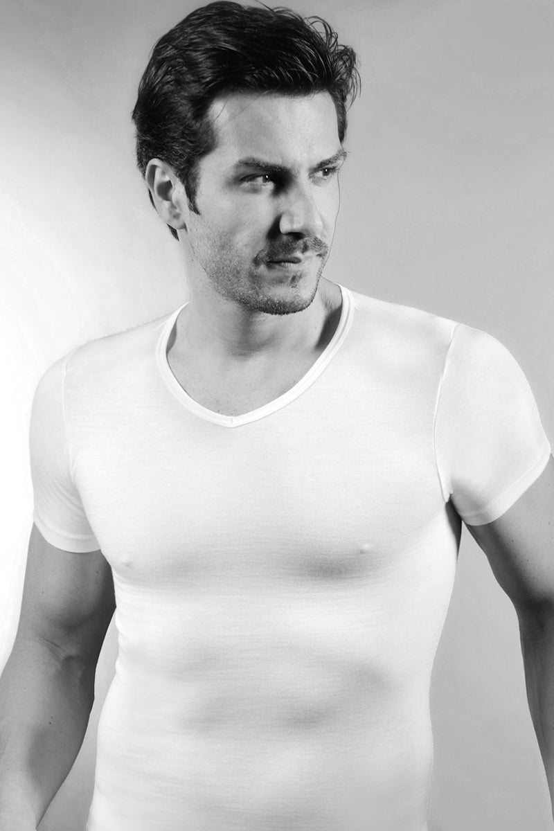 Carlo Short Sleeve V-neck - Warm Fleece Cotton