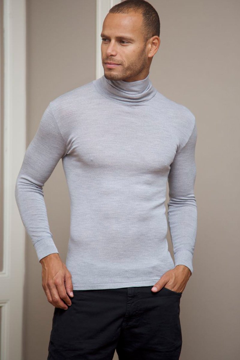 Maglia dolcevita da uomo Cervino in lana merino e seta - Lavabile in lavatrice a 30° e interamente realizzato in Italia