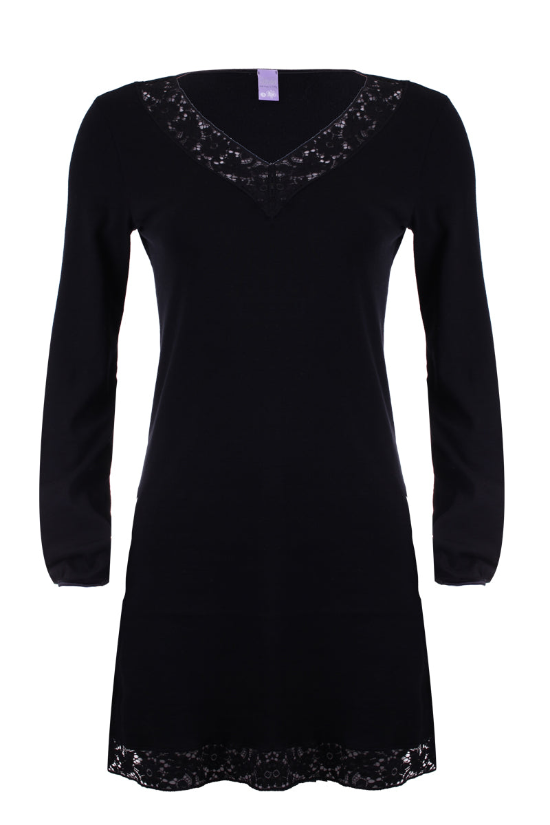 Camicia da notte donna Demetra・Camicia in cotone - Maniche a palloncino e scollo a V