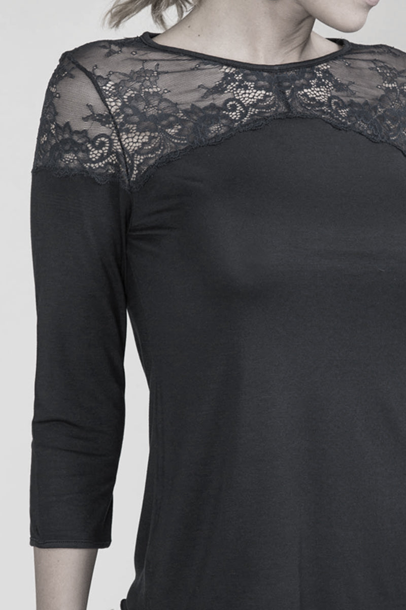 Maglia da donna Giava in Micromodal - Manica 3/4 con romantico pizzo e vestibilità morbida