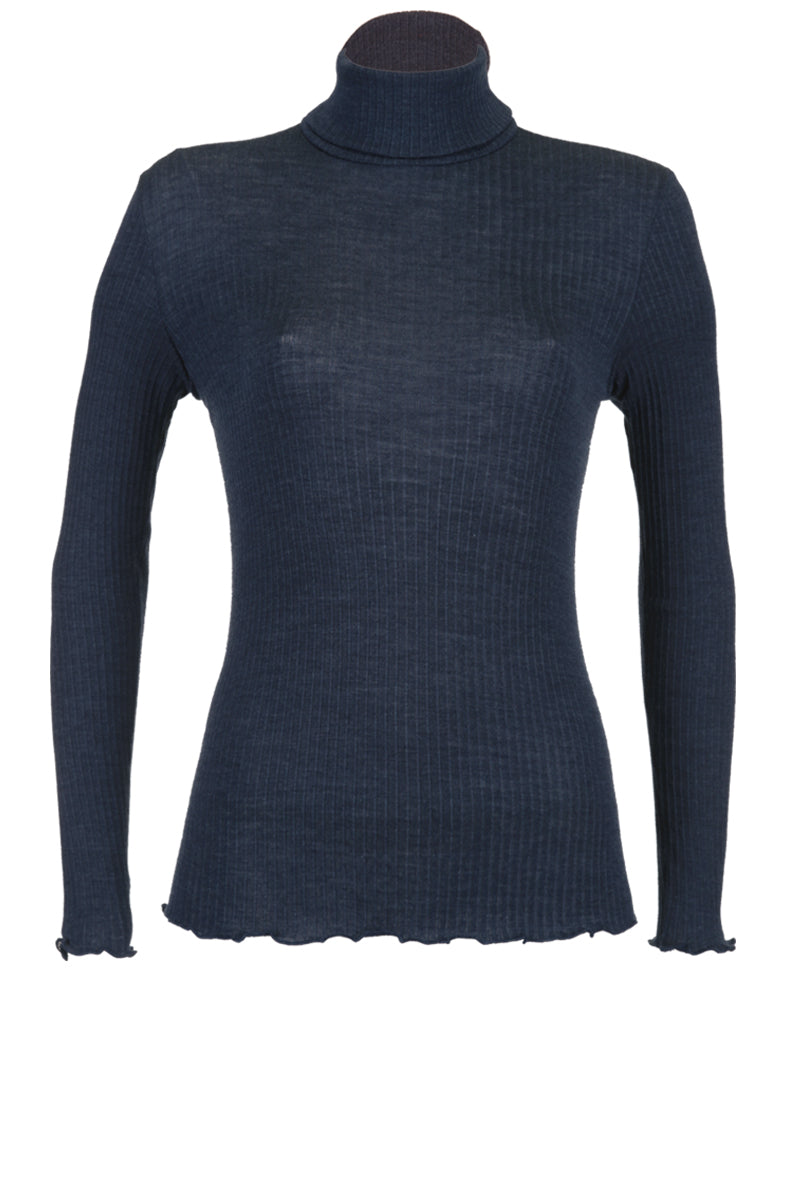 Maglia dolcevita da donna Ilary in lana seta - Manica lunga e plissettata