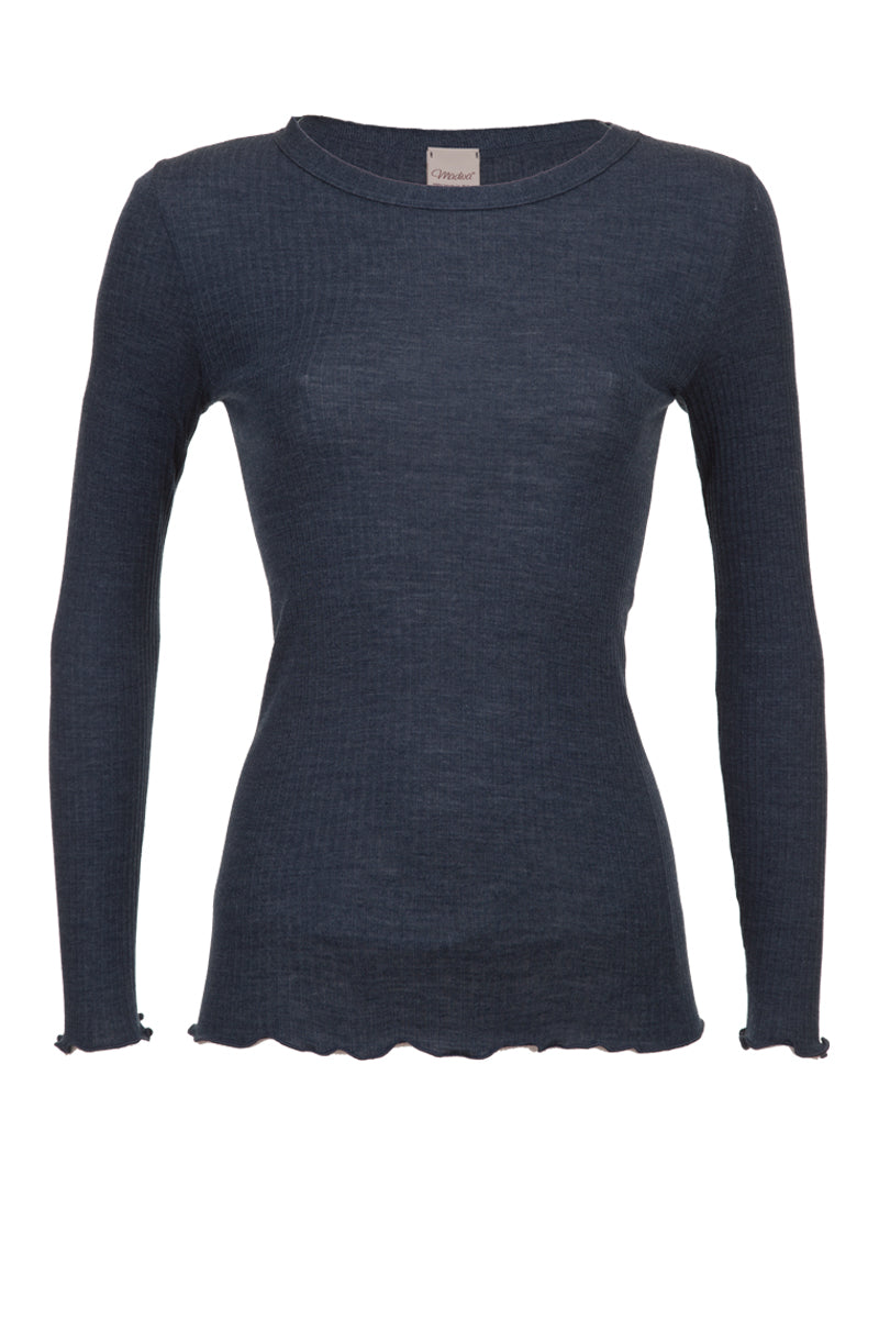 Ilary Roundneck Long Sleeves - Plissé Tubolar Wool Silk 