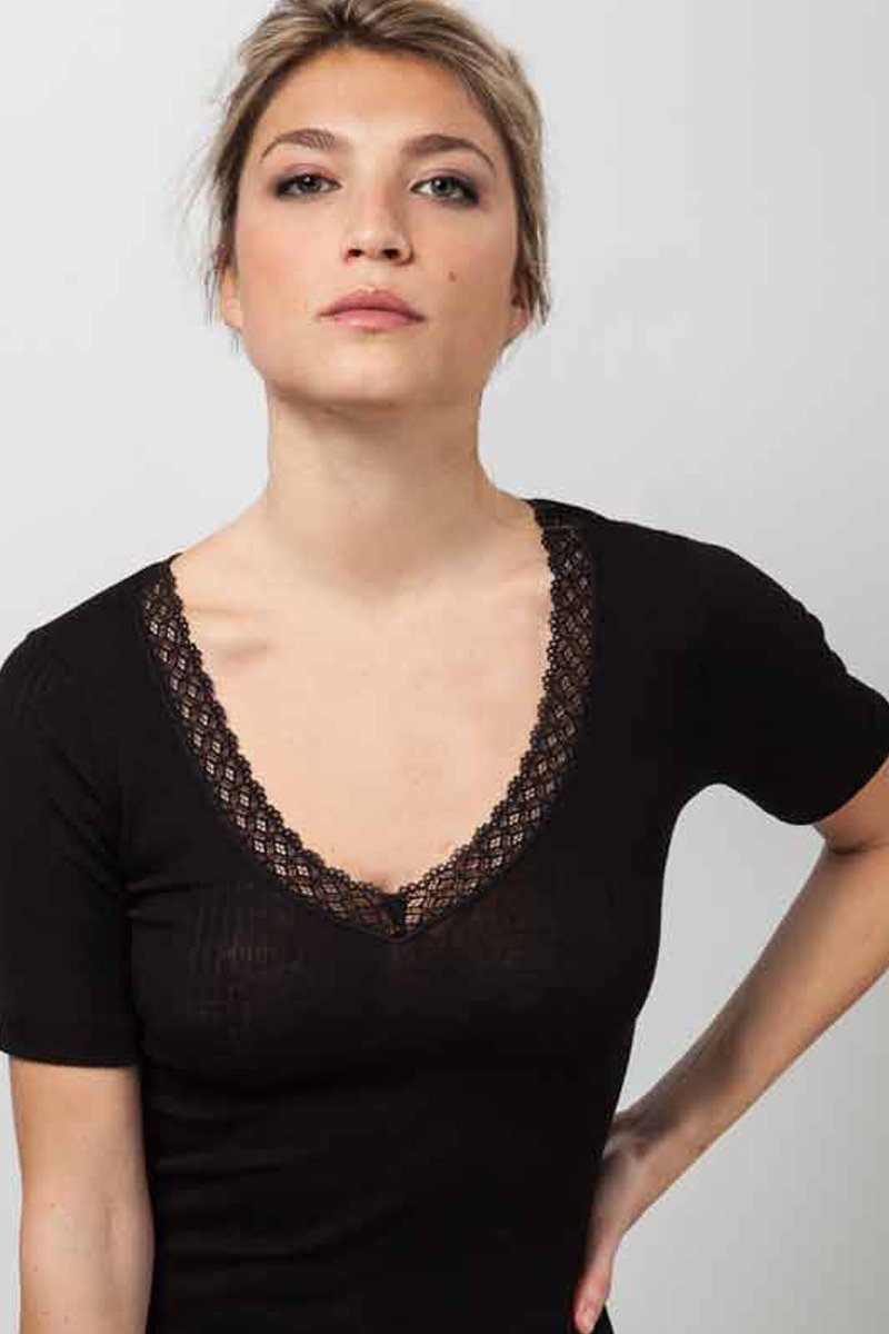 Ilenia Short Sleeve - Plissé Tubolar Wool Silk 