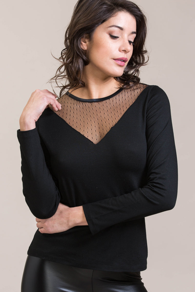 Light roundneck - Modal cotton with tulle