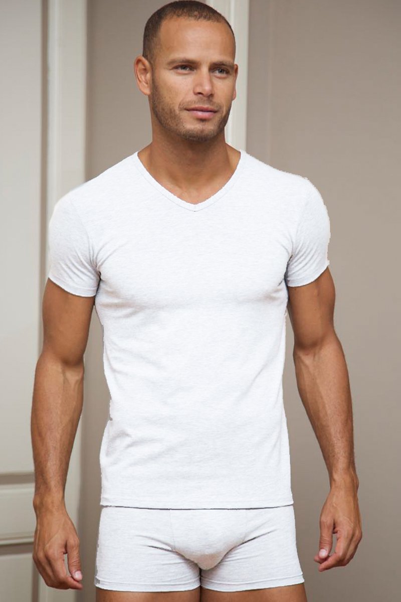 Maglietta da uomo Max in filoscozia - Scollo a V e manica corta