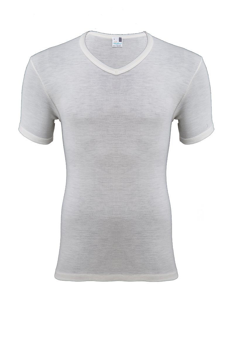 Orvieto Short Sleeve V-neck Sportswear - 100% Pure Virgin Wool - Lightweight Tubular