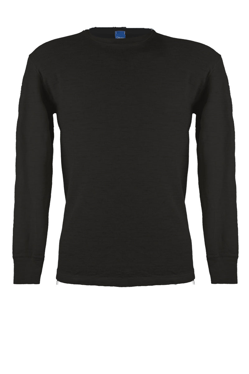 Men's underwear shirt Sassari in extra fine virgin wool and silk - Long sleeves and crew neck