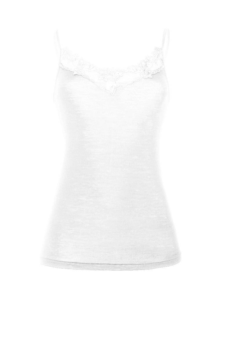 Canotta da donna Sun in cotone - Inserto macramé e tessuto liscio
