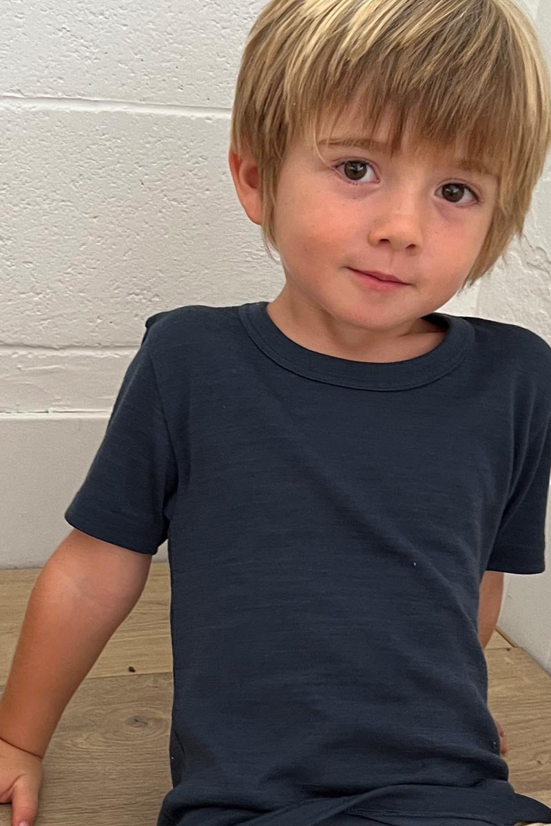 Maglietta intima bambino Trottola in lana e seta - Delicata sulla pelle e mezza manica