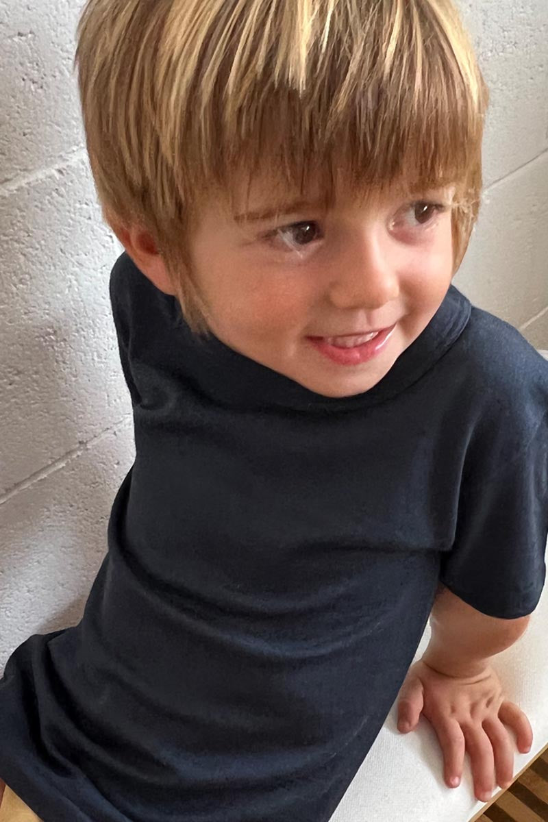 Maglietta intima bambino Trottola in lana e seta - Delicata sulla pelle e mezza manica